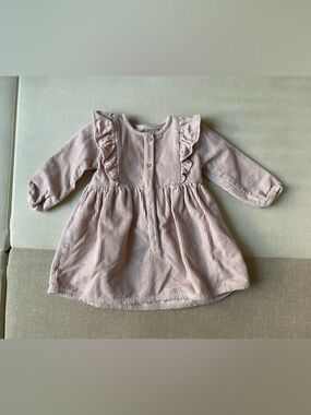 Baby Mori Corduroy Frilled Dress - Blush